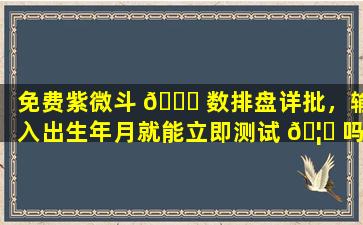 免费紫微斗 🐕 数排盘详批，输入出生年月就能立即测试 🦅 吗